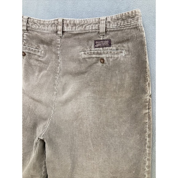 Abercrombie & Fitch Corduroy Pants Brown Causal Size 38x30 Mens Pleated - Picture 9 of 10